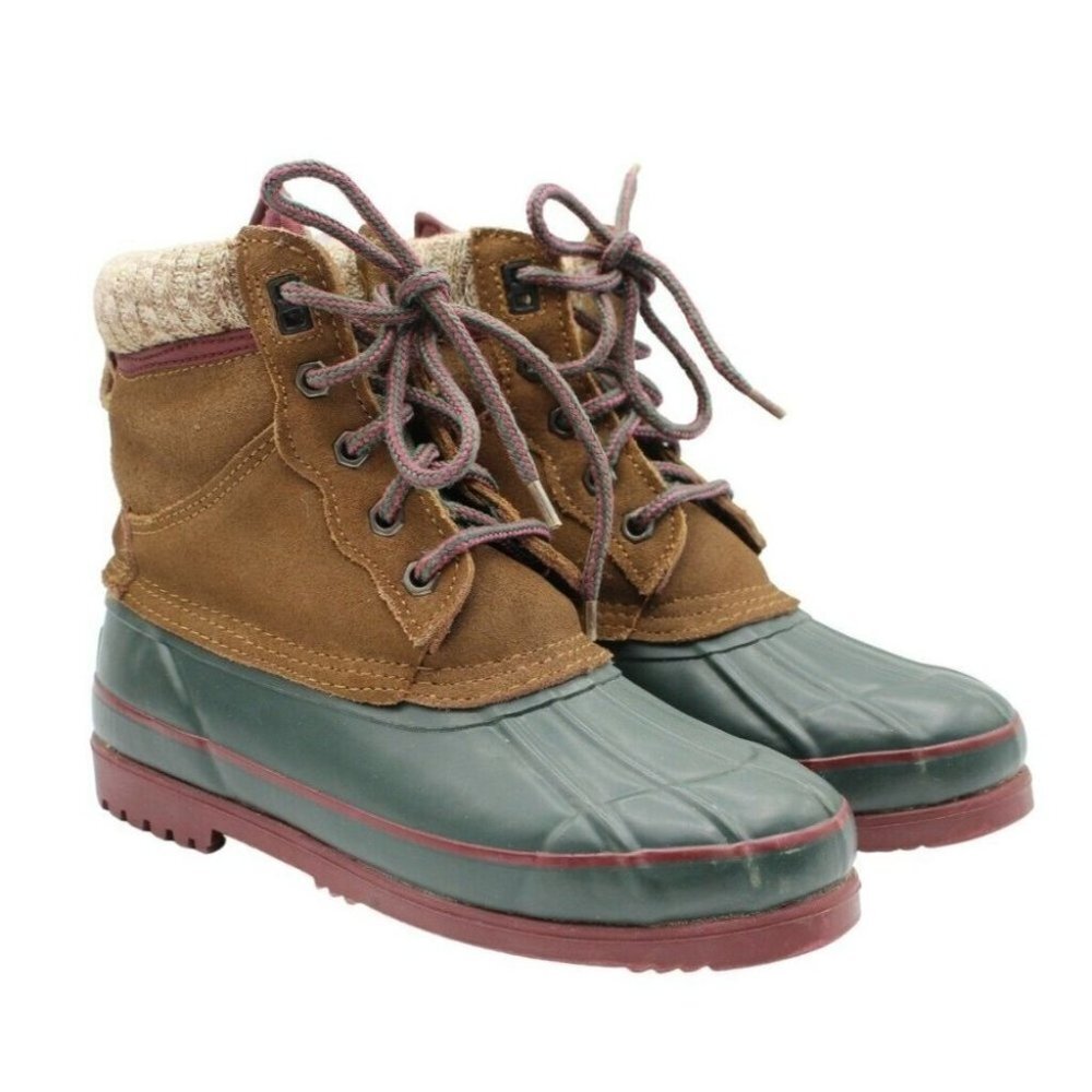 B.A. Sport Badger Hunter Green Brown Weatherproof Insulated Duck Boots Size 7